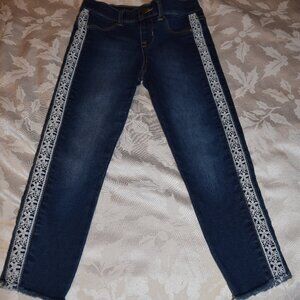 Wonder Nation Girls Skinny Leg Blue Denim Jeans Size 6 Lace Detail